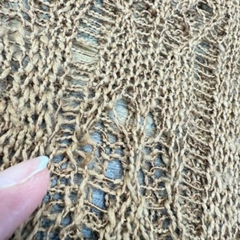 Nic + Zoe Crochet Knit Sweater Top Brown Open Weave Womens PS Short Sleeve Boho‎ - Picture 11 of 12